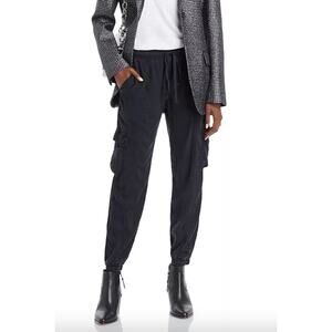 Bella Dahl Cargo Track Jogger Pants Black with Drawstring Womens Lyocell Capsule